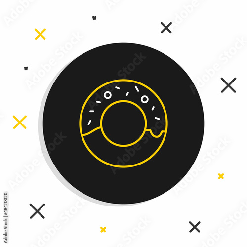 Line Donut with sweet glaze icon isolated on white background. Colorful outline concept. Vector