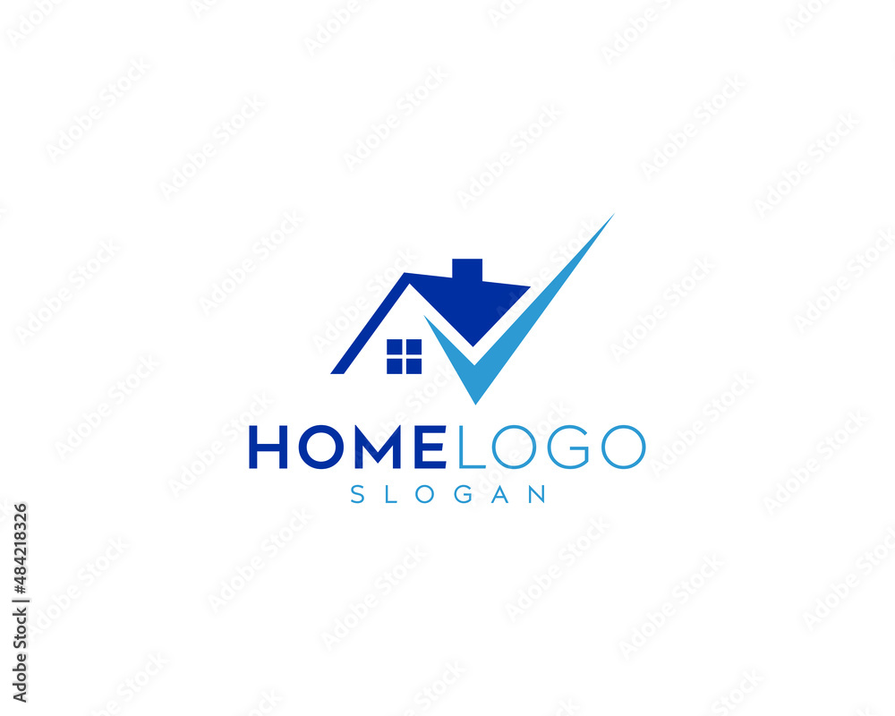 Home icon logo design, Home check mark vector logo design, real estate logo vector design  