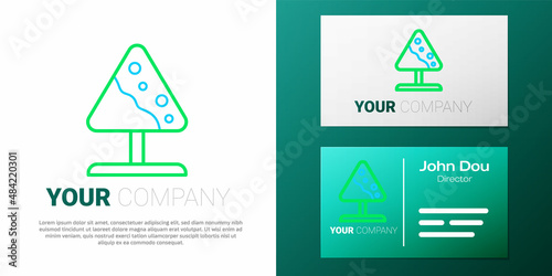 Line Road sign avalanches icon isolated on white background. Snowslide or snowslip rapid flow of snow down a sloping surface. Colorful outline concept. Vector