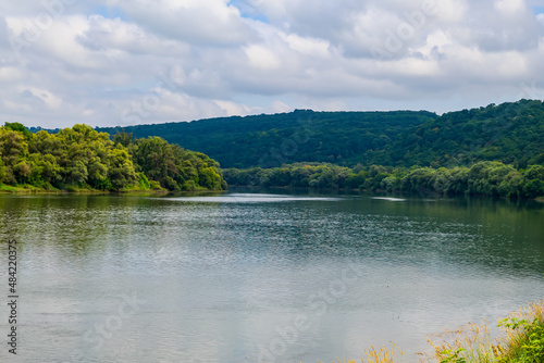 Wide river. Eastern european background with copy space for text or lettering. Ideal for fishing and rafting. photo