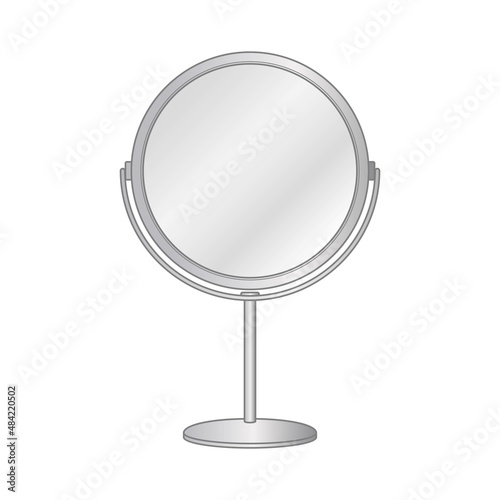 Round freehand mirror for make up. Vector illustration isolated on white background