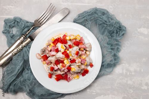 salad beans, corn and red pepper with sauce