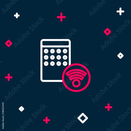 Line Air humidifier icon isolated on blue background. Portable electric home appliance, home air purification and humidification. Colorful outline concept. Vector