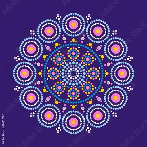 Tableau sur toile Mandala rangoli ethnic dot pattern