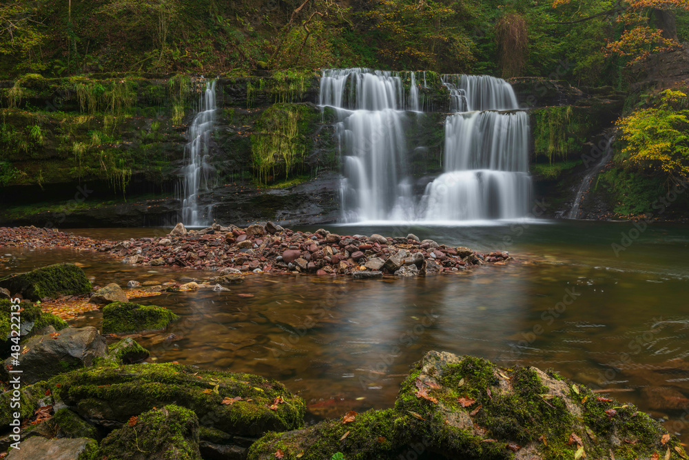 Beautiful waterfall on the Four Waterfalls Walk in the Brecon Beacons National Park, Wales Beautiful waterfall on the Four Waterfalls Walk in the Brecon Beacons National Park, Wales