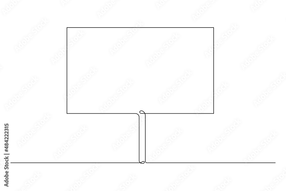 Blank banner mock up on stick. Protest placard, public transparency with holder. Single continuous line drawing. Vector illustration. Blank banner mock up on stick. Protest placard, public transparency with holder. Single continuous line drawing. Vector illustration.