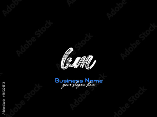 Signature BM Brush Logo Icon and Creative handwriting Bm Logo design for your all business photo