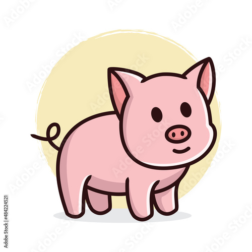 Cute pig cartoon vector icon illustration logo mascot hand drawn concept trandy cartoon