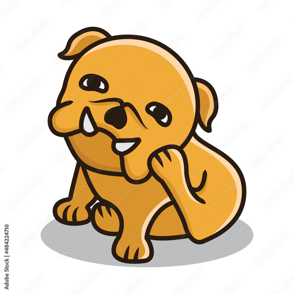 Obraz premium Cute dog cartoon vector icon illustration logo mascot hand drawn concept trandy cartoon