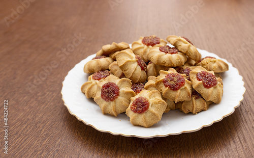 kurabye cookies on a white plate photo