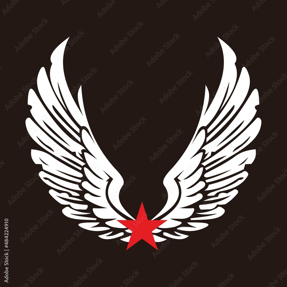 Obraz premium wing and star emblem vector design