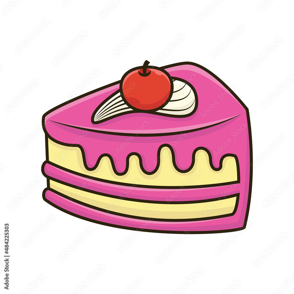 Cute cake cartoon vector icon illustration logo mascot hand drawn concept trandy cartoon Cute cake cartoon vector icon illustration logo mascot hand drawn concept trandy cartoon