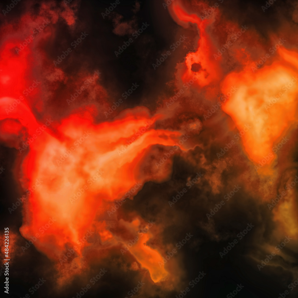 Illustration of an abstract fire flame in the dark