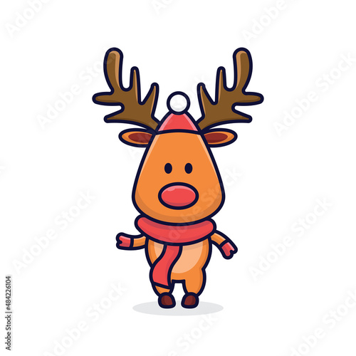 Cute deer cartoon vector icon illustration logo mascot hand drawn concept trandy cartoon