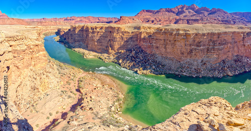 Colorado River flowing through Marble Canyon, viewed above Cathedral Wash, adjacent to the Glen Canyon Recreation Area, Arizona