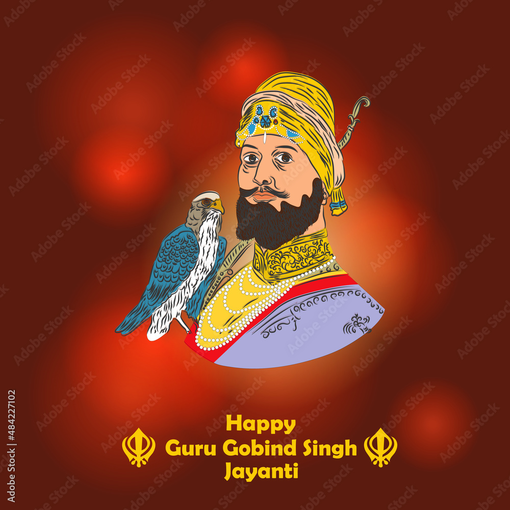 Guru Gobind Singh Jayanti Greeting Card Design Stock Vector | Adobe Stock