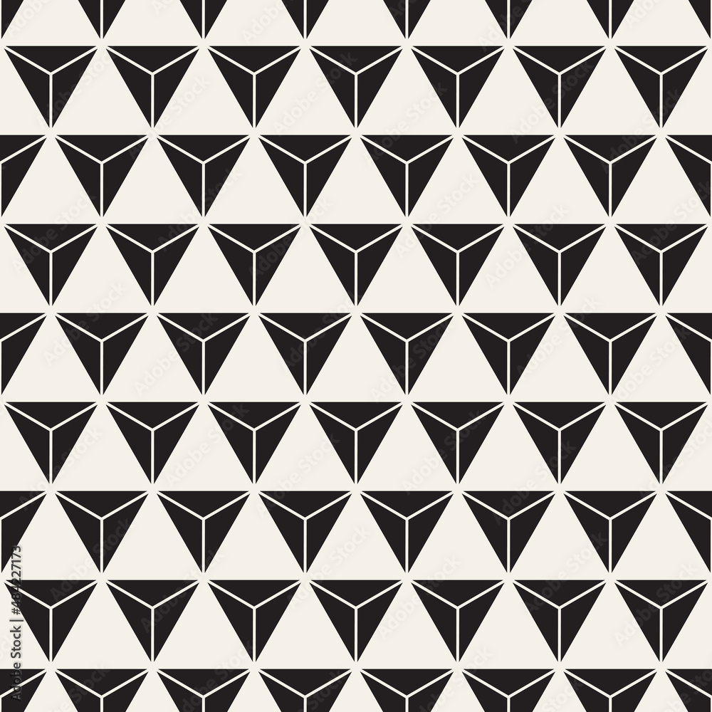 Vector seamless pattern. Repeating geometric elements. Stylish monochrome abstract background design.