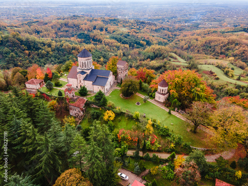 Aerial view of Martvili Monastery in autumn, Martvili, Samegrelo photo