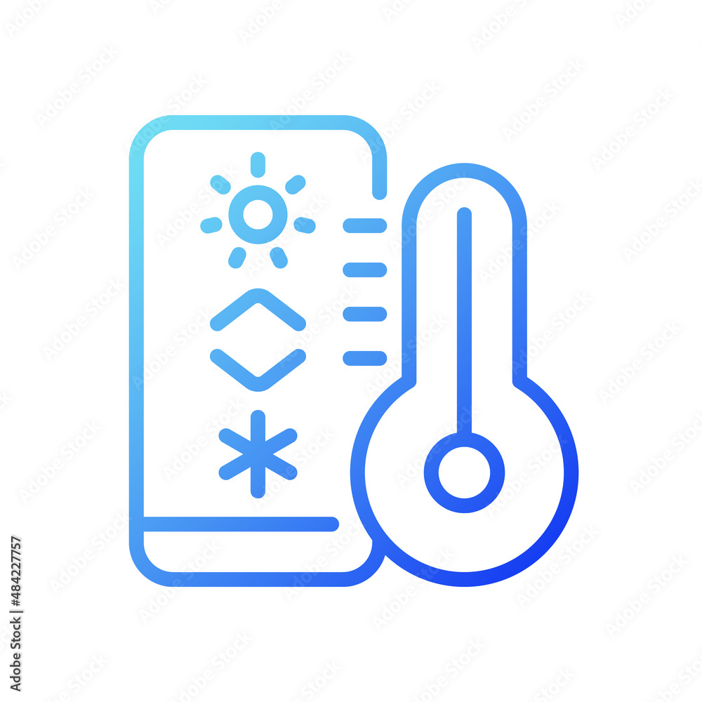 Temperature regulation gradient linear vector icon. Thermostat for climate control. Internet of Things. Thin line color symbol. Modern style pictogram. Vector isolated outline drawing Temperature regulation gradient linear vector icon. Thermostat for climate control. Internet of Things. Thin line color symbol. Modern style pictogram. Vector isolated outline drawing