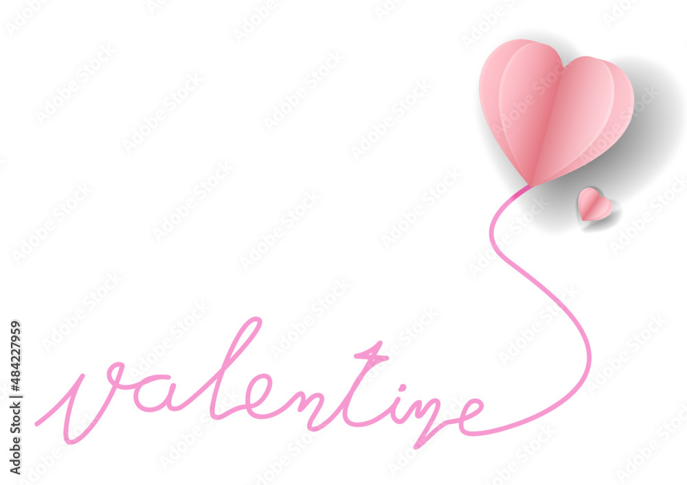 Valentine's day  background. Vector illustration. pink paper hearts. Cute love banner or greeting card