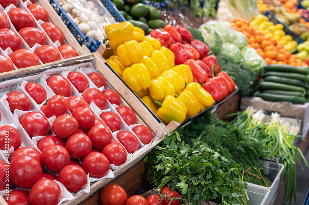 Assortment of fresh vegetables at market