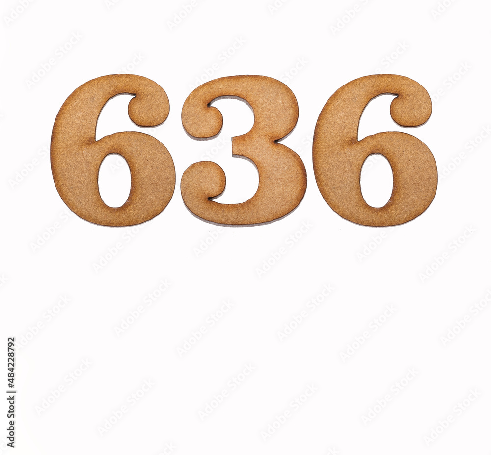 Number 636 in wood, isolated on white background Number 636 in wood, isolated on white background