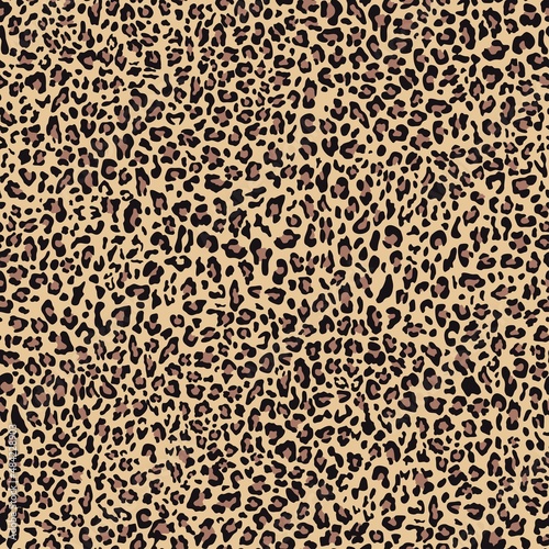 Leopard vector print seamless modern background for fabric, paper. Animal pattern of a wild cat.