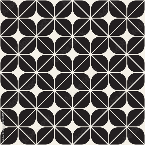 Vector seamless pattern. Repeating geometric elements. Stylish abstract monochrome background design.