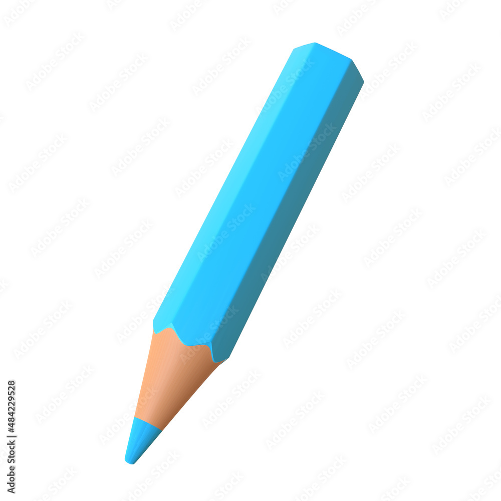 Turquoise pencil isolated on white background. 3d render illustration Turquoise pencil isolated on white background. 3d render illustration
