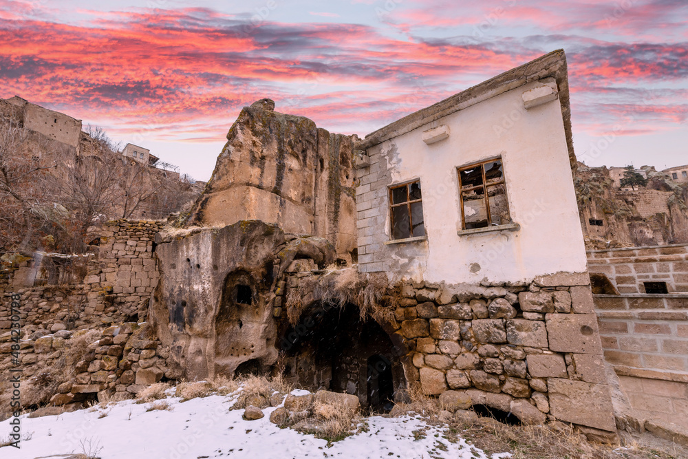 Guzelyurt Town old houses view in Aksaray Province