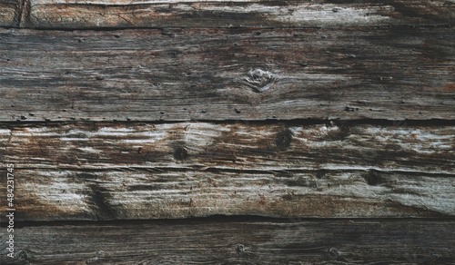 Weathered old wooden vintage barn wood. Timber wood wall texture background. Used as natural background. Vintage toned. Empty template.