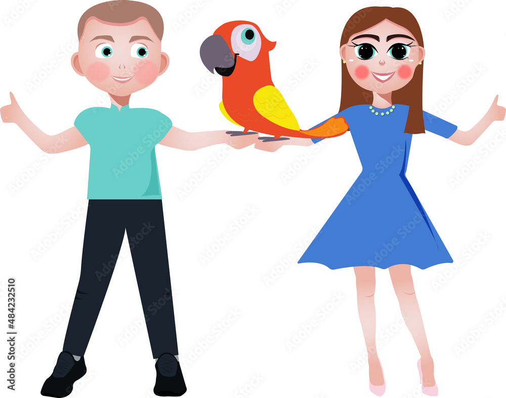 The couple with a parrot The couple with a parrot