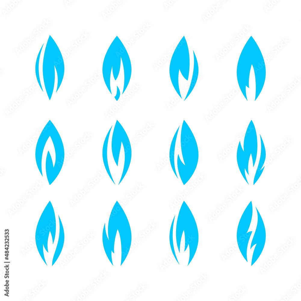 Fire flames, set icons, vector illustration Fire flames, set icons, vector illustration