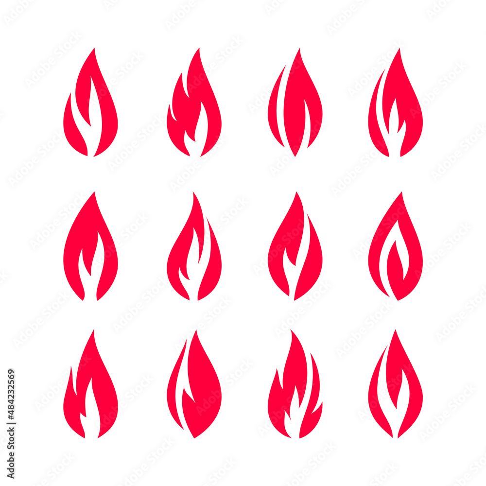 Fire flames, set icons, vector illustration Fire flames, set icons, vector illustration