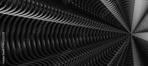 abstract background lines black hole 3d illustration.