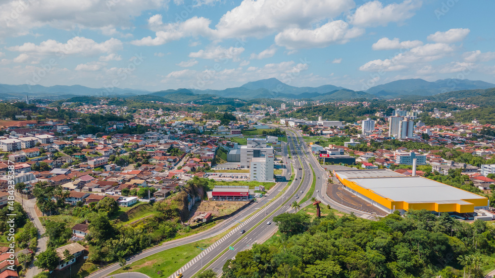 Vista aérea panoramica de Blumenau em Santa Catarina