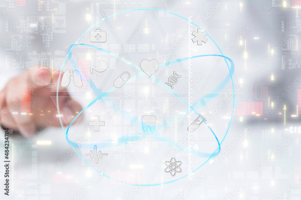  Ui icon medical in hospital with medical technology network concept