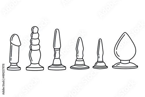 Vector dildo adult sex toys silhouettes