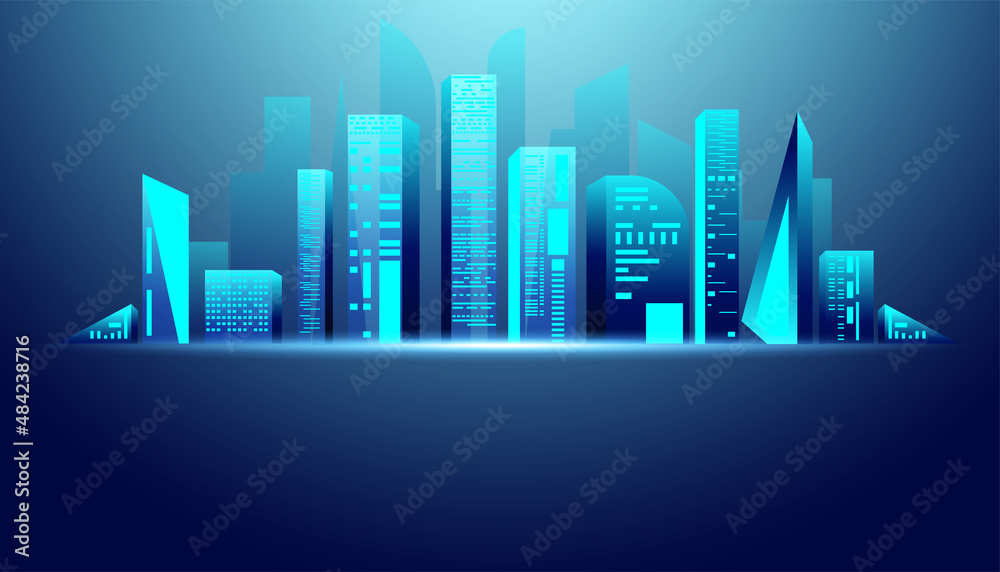 abstract building modern blue and space on a modern background futuristic digital