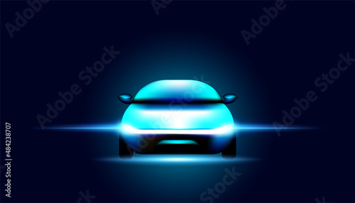 Abstract 100% electric vehicle concept Electric energy stored in batteries or electric energy storage devices. On a modern background Futuristic Digital
