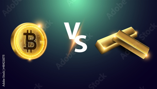 Abstract Bitcoin and Gold Concept Asset Investment Decisions, Risk Distributions, Safe Havens, of Investors.