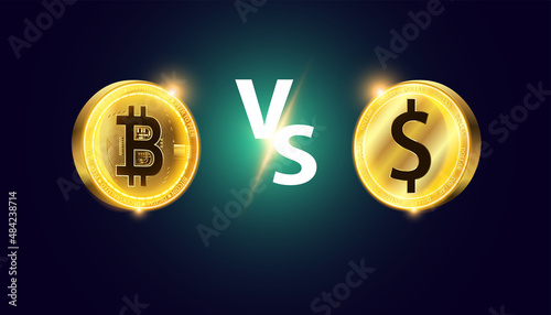 Abstract Bitcoin and Dollar Concept Asset Investment Decisions, Risk Distributions, Safe Havens, of Investors.