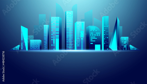 abstract building modern blue and space on a modern background futuristic digital