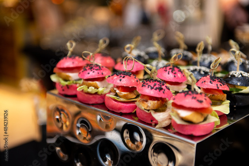 Little colorful burgers. Snacks Snacks. serving at the party