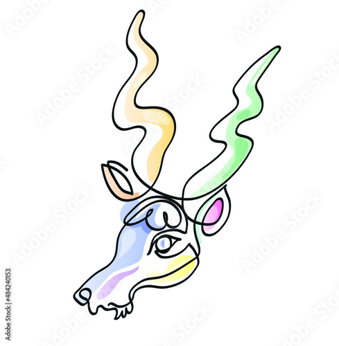 One line drawing of Kudu antelope


One continuous line drawing of antelope head.