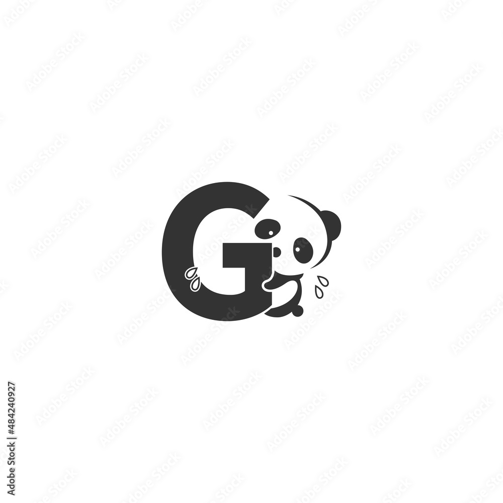 Panda icon behind letter G logo illustration