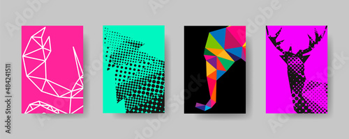 Colorful cover trendy design template, Vector backgrounds set. Design industry for posters, placards,banners, flyers. Hand drawn illustration.