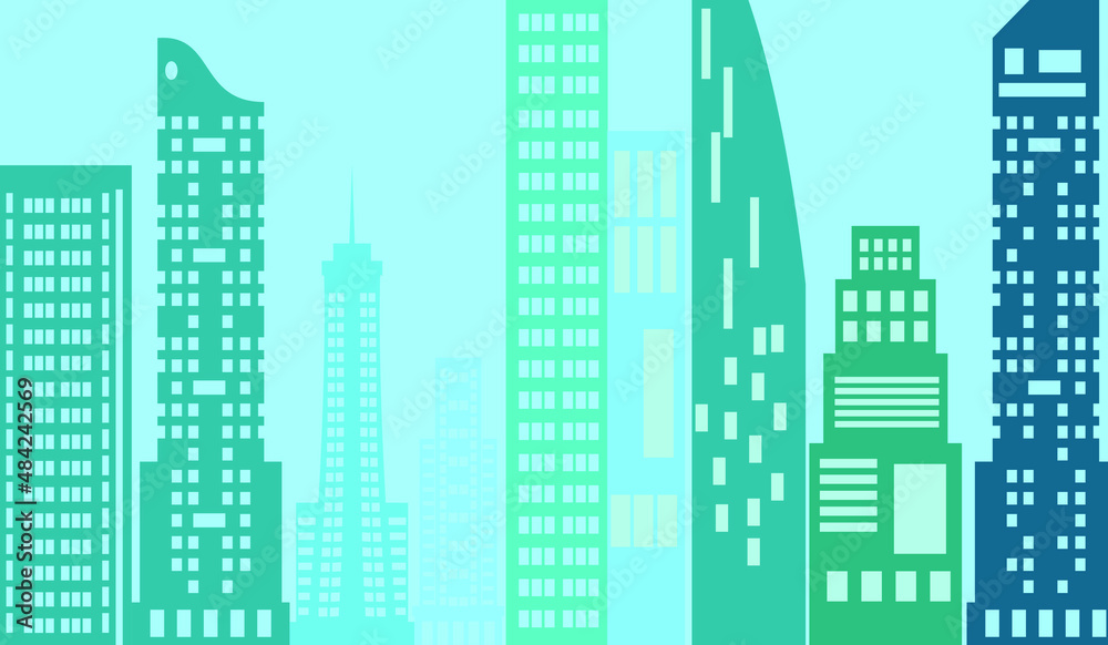 Plakat Abstract Modern City Skyline Seamless Vector Pattern