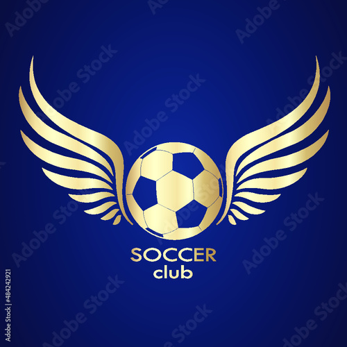 winged football gold logo / soccer club symbol