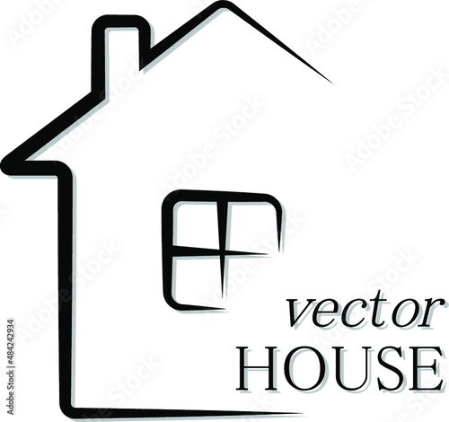 simple outline house/ vector pictogram illustration